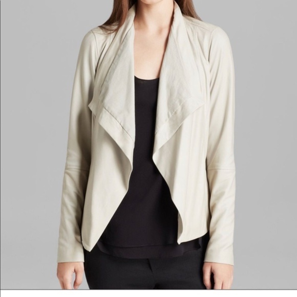 Vince Leather Drape Jacket in Cream size M, NWT!